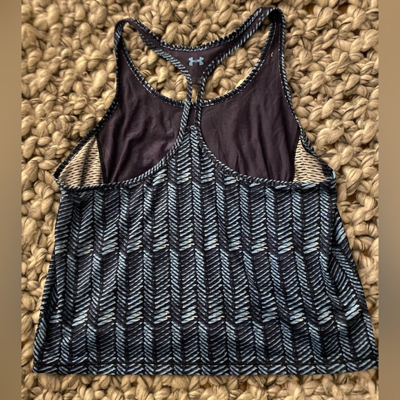 Under Armour Blue Patterned Pocket Tank With Mesh Back Size Large - Picture 3 of 4
